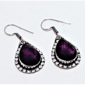 New Amethyst & .925 Silver Earrings Purple